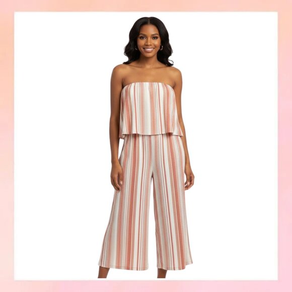 BeBop Pants - Bebop Strapless Striped Jumpsuit - Size Small